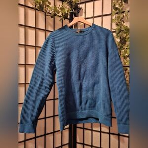 Theory Blue Crewneck Sweater with Long‎ Sleeves and Cozy Texture Size XXL
